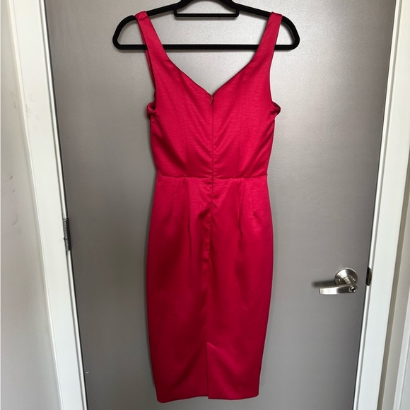 House of CB Charlotte Red Satin Midi Dress with Slit - Picture 6 of 10